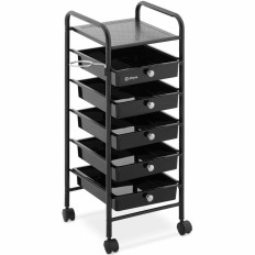 Carrinho auxiliar de cabeleireiro com suporte para secador 5 gavetas prateleira 330 x 320 mm