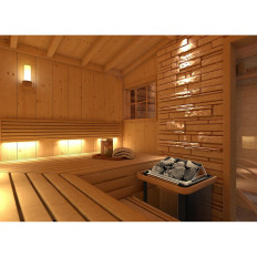 Forno a sauna elettrica con controllo integrato 3-6 m3 a 110C 400 V 4,5 kW argento-nero-nero