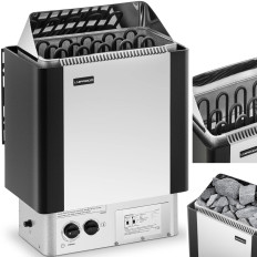 Elektrická sauna s vestavěnou kontrolou 8-12 m3 až 110 ° C 400 V 8 kW stříbro-černá