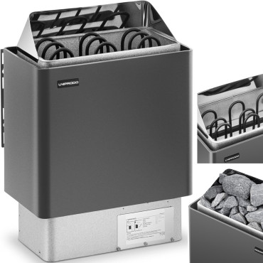 Elektrisk bastu ugn 3-6 m3 till 110c 400 V 4,5 kW svart och silver