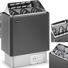 Elektrische sauna-oven 3-6 m3 tot 110C 400 V 4,5 kW zwart en zilver