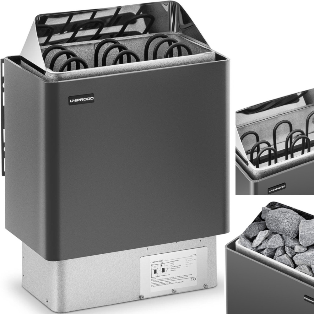 Elektrisk bastu ugn 3-6 m3 till 110c 400 V 4,5 kW svart och silver