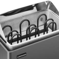 Elektrisk sauna ovn 3-6 m3 til 110C 400 V 4,5 kW sort og sølv