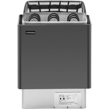 Elektrinė sauna krosnis 3-6 m3 iki 110C 400 V 4,5 kW juoda ir sidabrinė