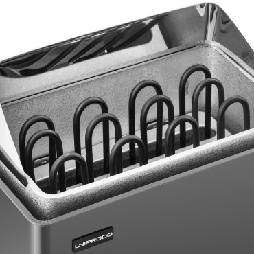 Fornalha de sauna elétrica 5-9 m3 a 110C 400 v 6 kw preto e prata