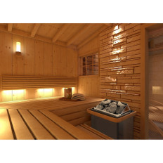 Elektrická sauna pec 9-13 m3 až 110 ° C 400 V 9 kW černá a stříbrná