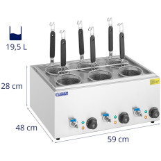 Macaroner Matrug keittämiseen pastaa hanat 6 korit 3 x 6,5 l 3000 w