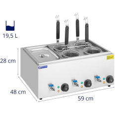 Makkaroner-Matlar zum Kochen von Nudeln mit Taps 4 Körbe + GN 1/3 3 x 6,5 l 3000 W