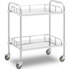 Laboratory trolley Treatment steel 2 shelves 2 handles 71 x 42 x 86 cm