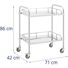 Laboratory Trolley-behandeling Staal 2 Planken 2 Handgrepen 71 x 42 x 86 cm