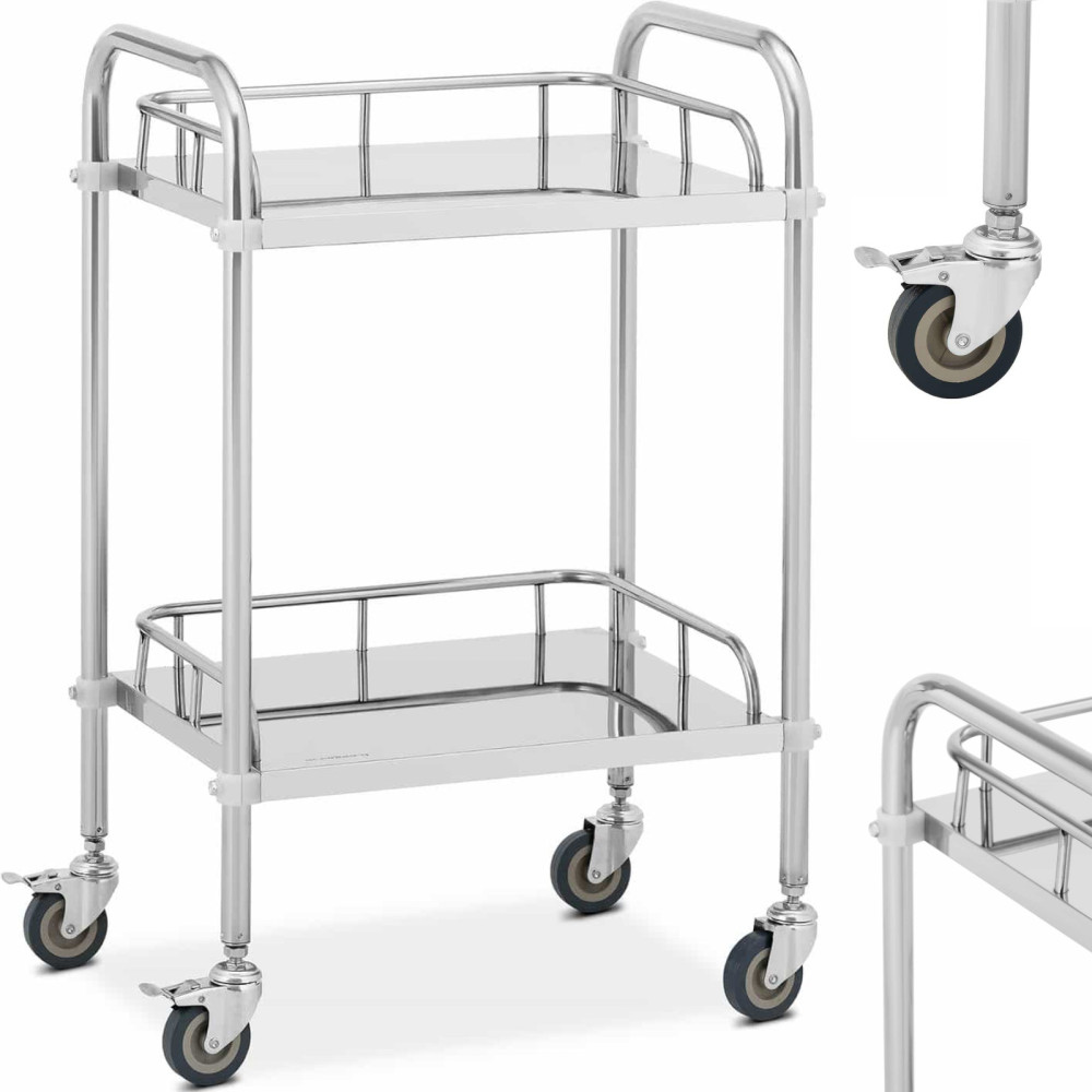 Laboratorium Trolley Steel Steel 2 Planken 2 Handgrepen 55 x 39 x 87 Cm
