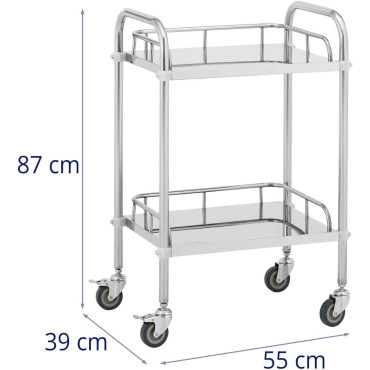 Laboratórny vozík Steel Steel 2 police 2 Ruky 55 x 39 x 87 cm