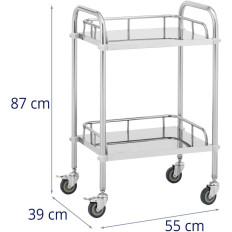 Laboratórny vozík Steel Steel 2 police 2 Ruky 55 x 39 x 87 cm