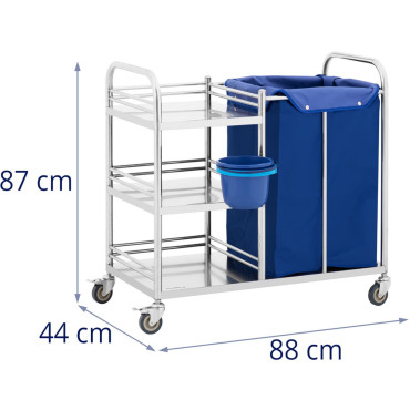 Teenindus Service trolley Steel Steel 3 Riiulid Konteiner Korv 88 x 44 x 87 cm
