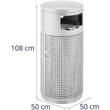 Šiukšlių krepšelio savivaldybės atliekos išorinis turas su pelenine plienu 12 l pilka