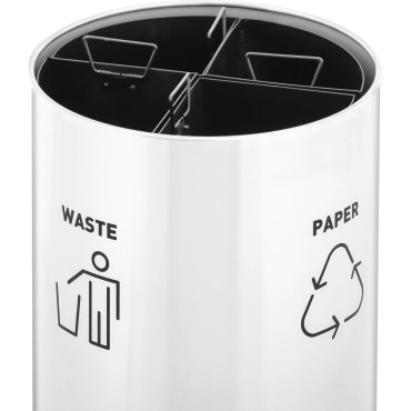 Panier à ordures pour la séparation 4 en acier de chambre 45 l argent