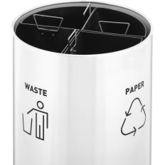 Panier à ordures pour la séparation 4 en acier de chambre 45 l argent