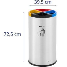 Garbage basket Waste for segregation 4 chamber steel 45 l silver