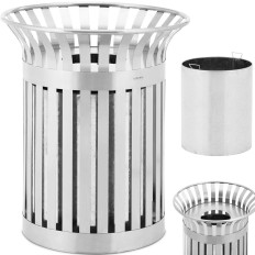 Urban waste bin Outdoor round Wed. 73 x 85 cm Silver steel