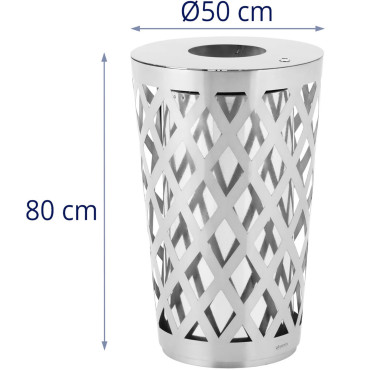 Urban odpadki bin na prostem okrog. 50 x 80 cm Siva jekla