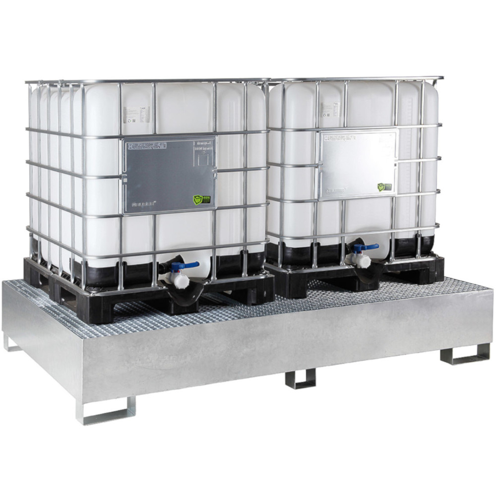 Vaničná vaňa na IBC tanku paleto Market Mauzer 2 x 1000L - pozinkované