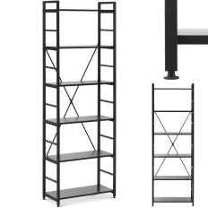 Loft Bookshelf Loft avec cadre en acier 28 x 60 x 182 cm Noir