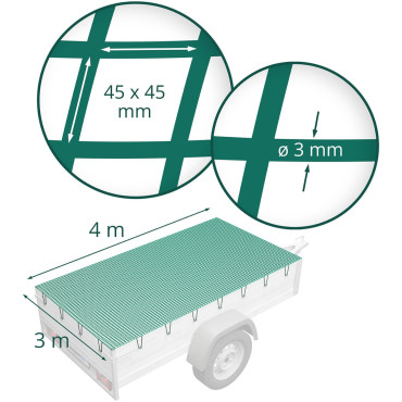 Bezpečnostný čistý ochranný náklad na 4 x 3 m Zelená