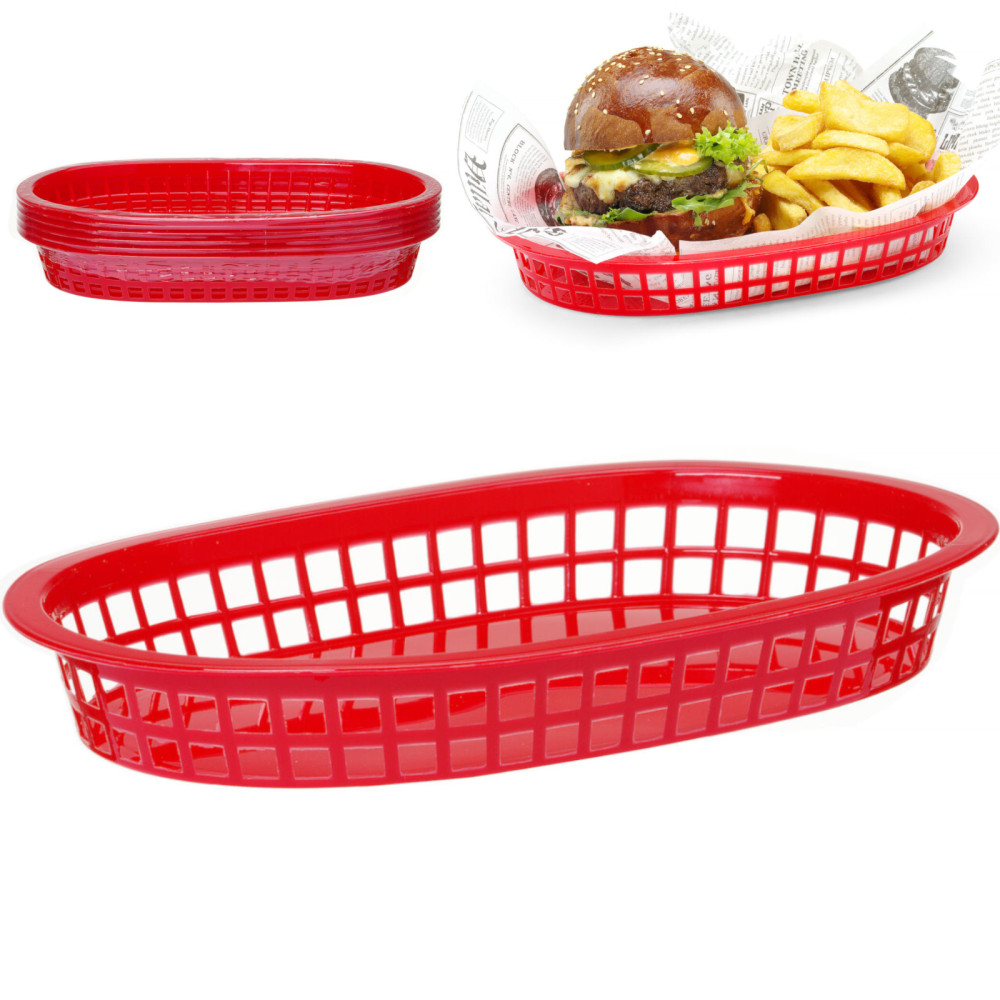 Mand voor brood ovaal rood 6 stuks. Hendi 426319