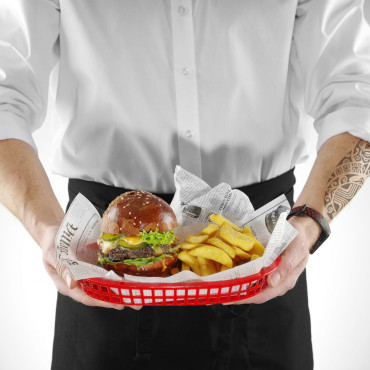 Mand voor brood ovaal rood 6 stuks. Hendi 426319