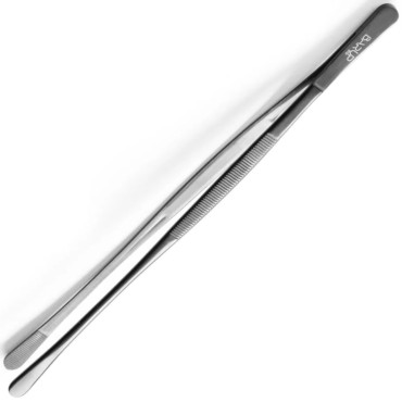 Kuhinjski pincete z okroglim konice, prevlečenim s 305 mm - črna