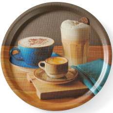 Non-slip tray to serve round with print. 380 mm - Hendi 507971