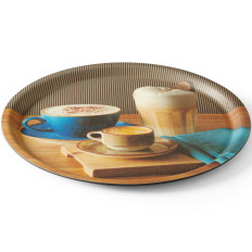 Bandeja antiderrapante para servir redondo com impressão. 380 mm - Hendi 507971