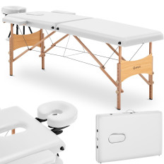 Lit de massage pliant pliant large avec cadre en bois Vannes blanc - Blanc