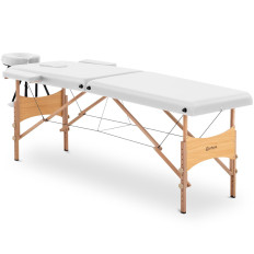 Cama de masaje plegable plegable ancho con marco de madera Vannes Blanco - Blanco