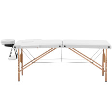 Lit de massage pliant pliant large avec cadre en bois Vannes blanc - Blanc