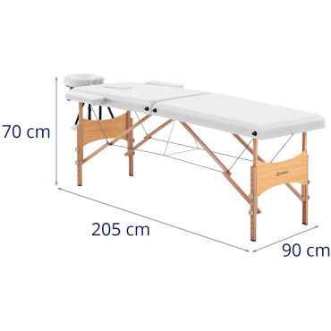 Folding massage säng vikning bred med träram Vannes vit - vit