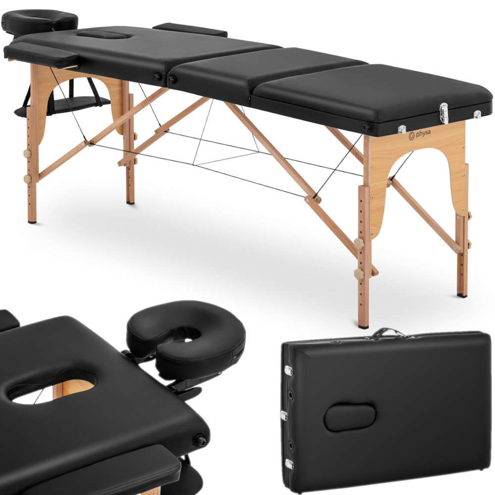 Tischmassagebett, der breit mit Holzrahmen dinan schwarz ist - schwarz