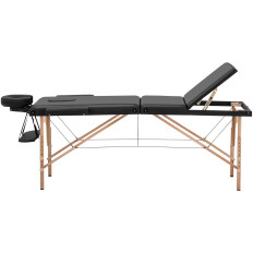 Lit de massage de table pliant large avec cadre en bois Dinan noir - Noir