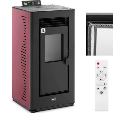 Bake peči kamin za prosto stoječe pelete z daljinskim upravljalnikom 50-225 m3 9000 W