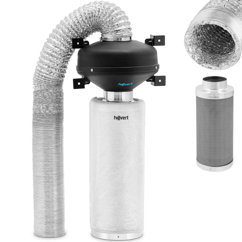 Ventilatorventilationssæt. Kulfilter 50 cm. Ons dør rør. 102 mm 10 m