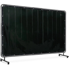 Solda protetora de cortina de tela com moldura em rodas 240 x 180 cm - preto