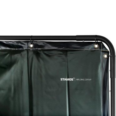 Solda protetora de cortina de tela com moldura em rodas 240 x 180 cm - preto