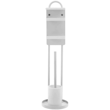 Suporte de papel higiênico com toalete de escova - branco