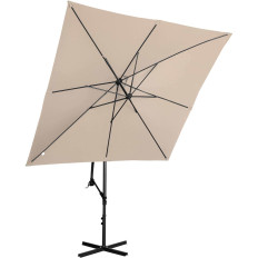 Garden umbrella on a 250 x 250 cm square boom cream