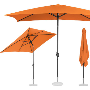 Dārza parasol taisnstūrveida slīpums ar kloķi 200 x 300 cm oranžs