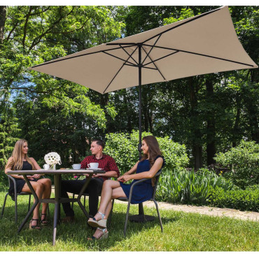 Ombrello da giardino rettangolare con una manovella 200 x 300 cm di panna