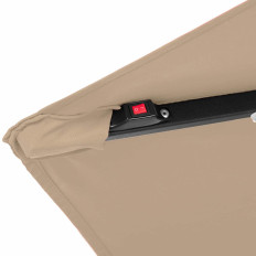 Aed Umbrella buumi ümmarguse kallutamisega LED-valgustusega. 300 cm hall-pruun