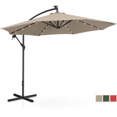 Garden umbrella on a boom round tilting with LED lighting. 300 cm cream