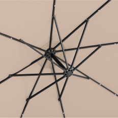 Garden umbrella on a boom round tilting with LED lighting. 300 cm cream