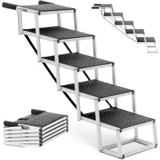Hondentrappen voor auto opvouwbare aluminium hoogte 81 cm tot 68 kg - 5 graden
